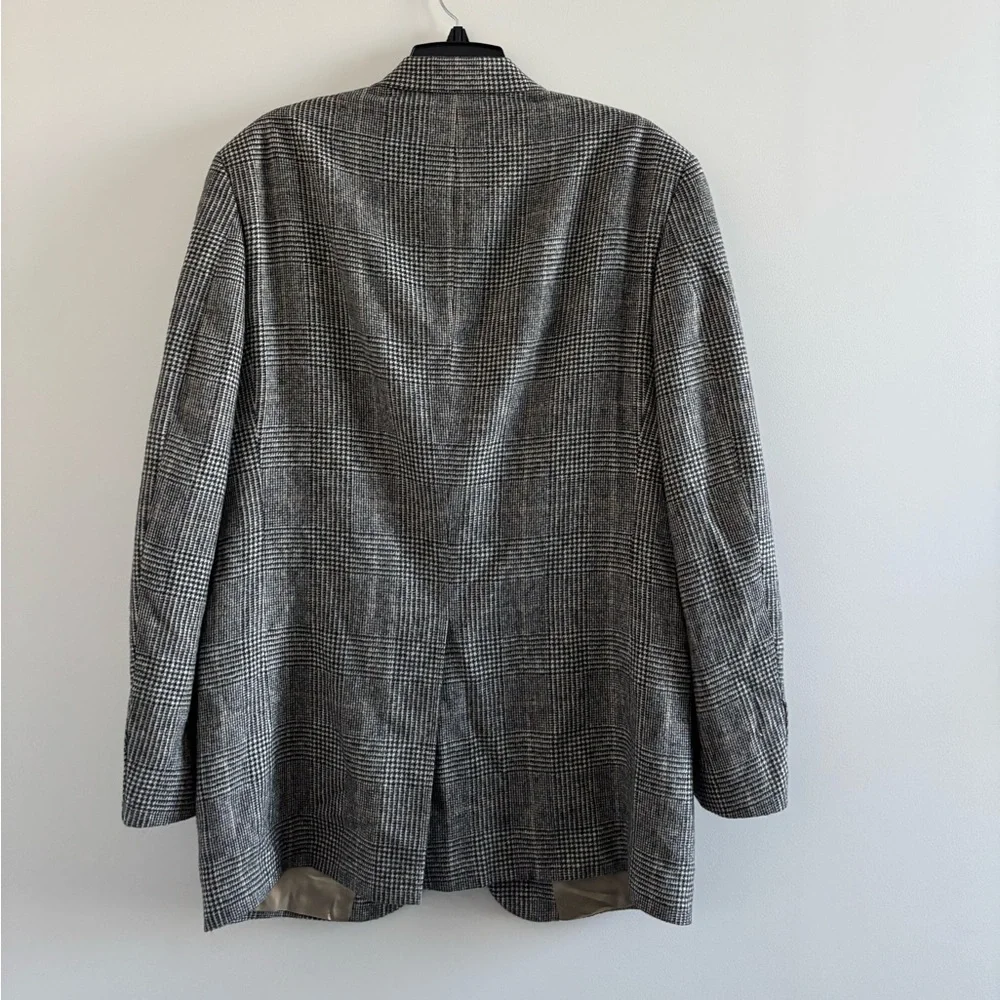 VTG Lord & Taylor Blazer Sport Coat Camel Hair Plaid Mens 40L Professor Grandpa